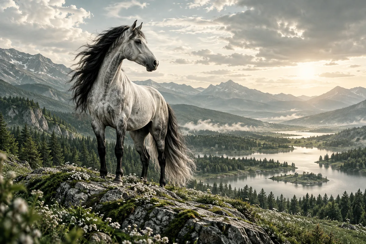 Horse scene in an open landscape